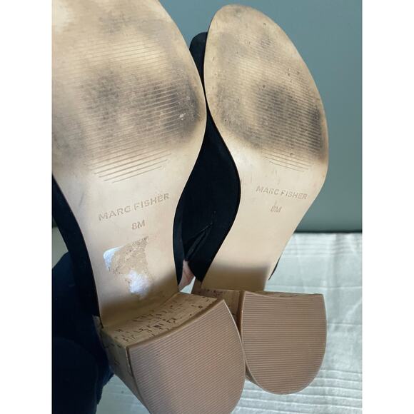 Marc Fisher Pomme Black Leather Suede Mule Block Heel With open Toe. Sz 8. - Picture 7 of 7